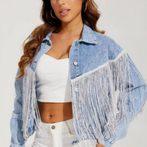 Tassel Trim Washed Jean Jacket
