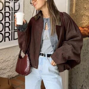 Batwing Sleeve Bomber Jacket