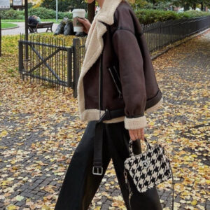 Multi-Zip Faux Shearling Longline Jacket