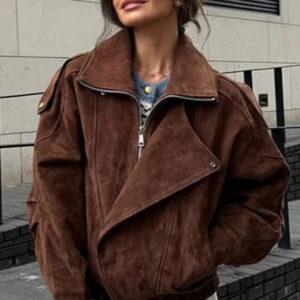 Loose Fit Brown Casual Jacket