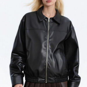 PU Leather Casual Lapel Jacket