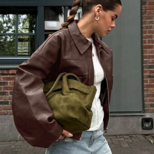 Vintage Brown PU Leather Jacket