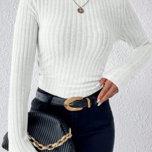 Fitted Long Sleeve Mock Neck Sweater