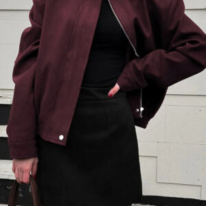 Wine Red Suede Utility Jacket